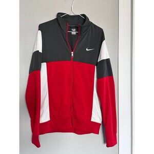 NIKE The Athletic Dept Men’s Medium Activewear Track Warm Up Jacket Red Gray